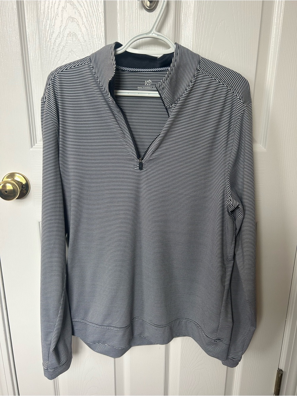 Men's Southern Tide Quarter-Zip Striped Performance Pullover - M Medium